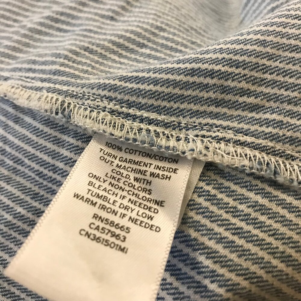 Caslon Woman's Blue & White Striped Denim Frock Dress EUC Large L Casual Career - Picture 13 of 13